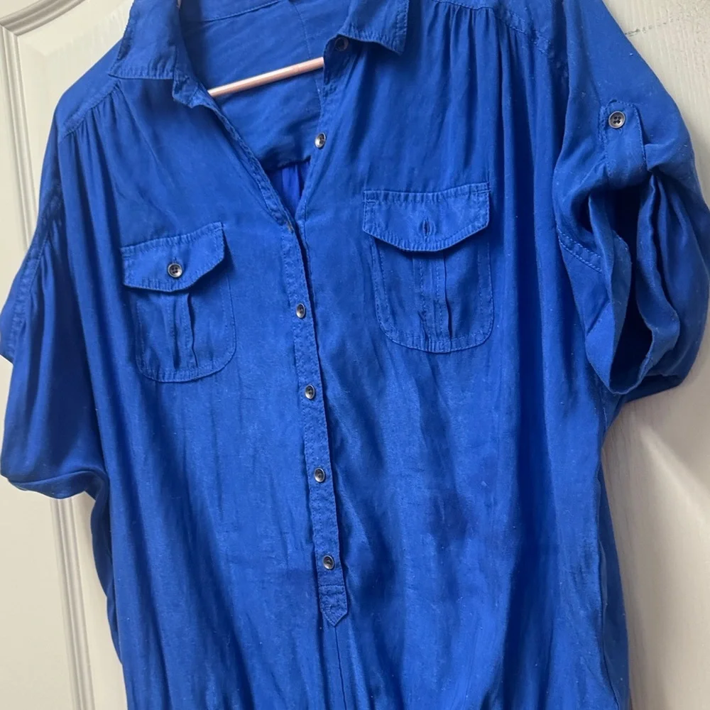 Express Royal Blue and Black Shirt Dress - Picture 6 of 12